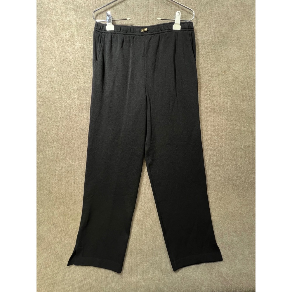 St John Sport Caviar Black Santana Knit Lounge Pants Elastic Waist Womens L